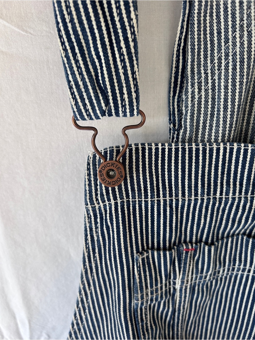 Dickies Striped Women's Cotton Overalls - Blue/White - Picture 4 of 6